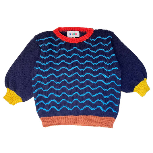 Navy Waves Sweater