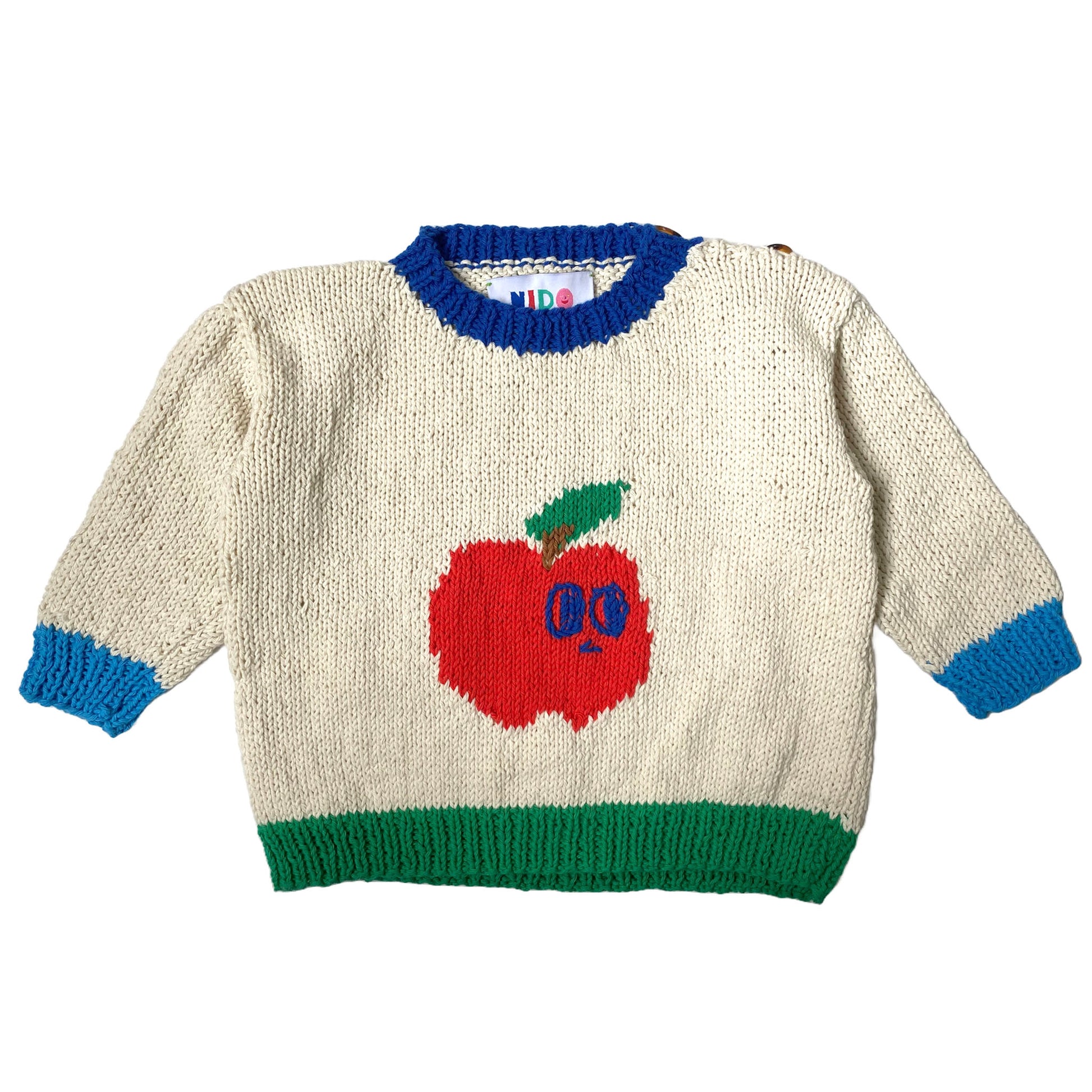 apple sweater, hand knitted for kids