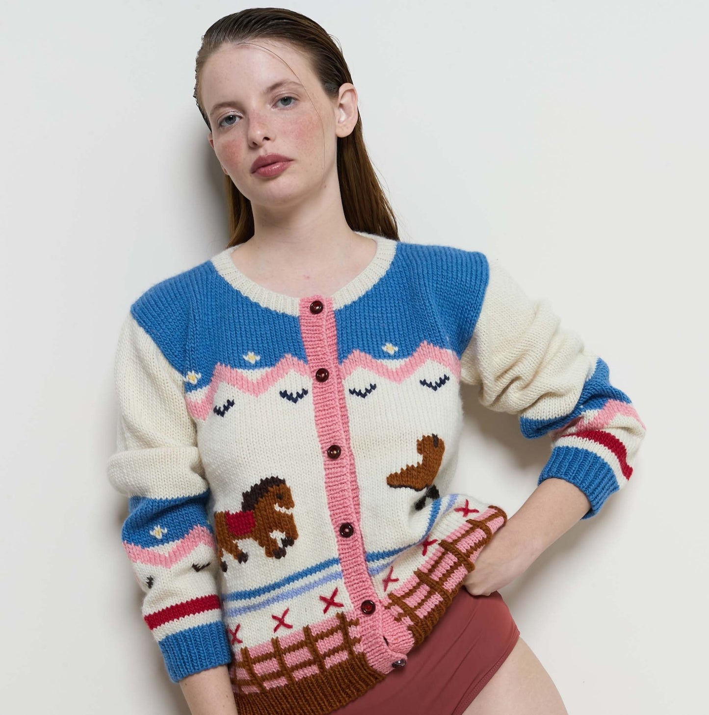 Cowboy Adult Cardigan - Pink - nidokidswear.com