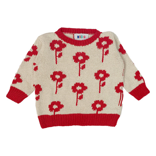 baby red flower sweater